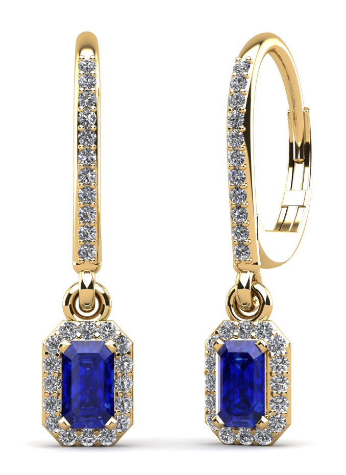 Romantic Emerald Cut Gemstone Drop Earrings