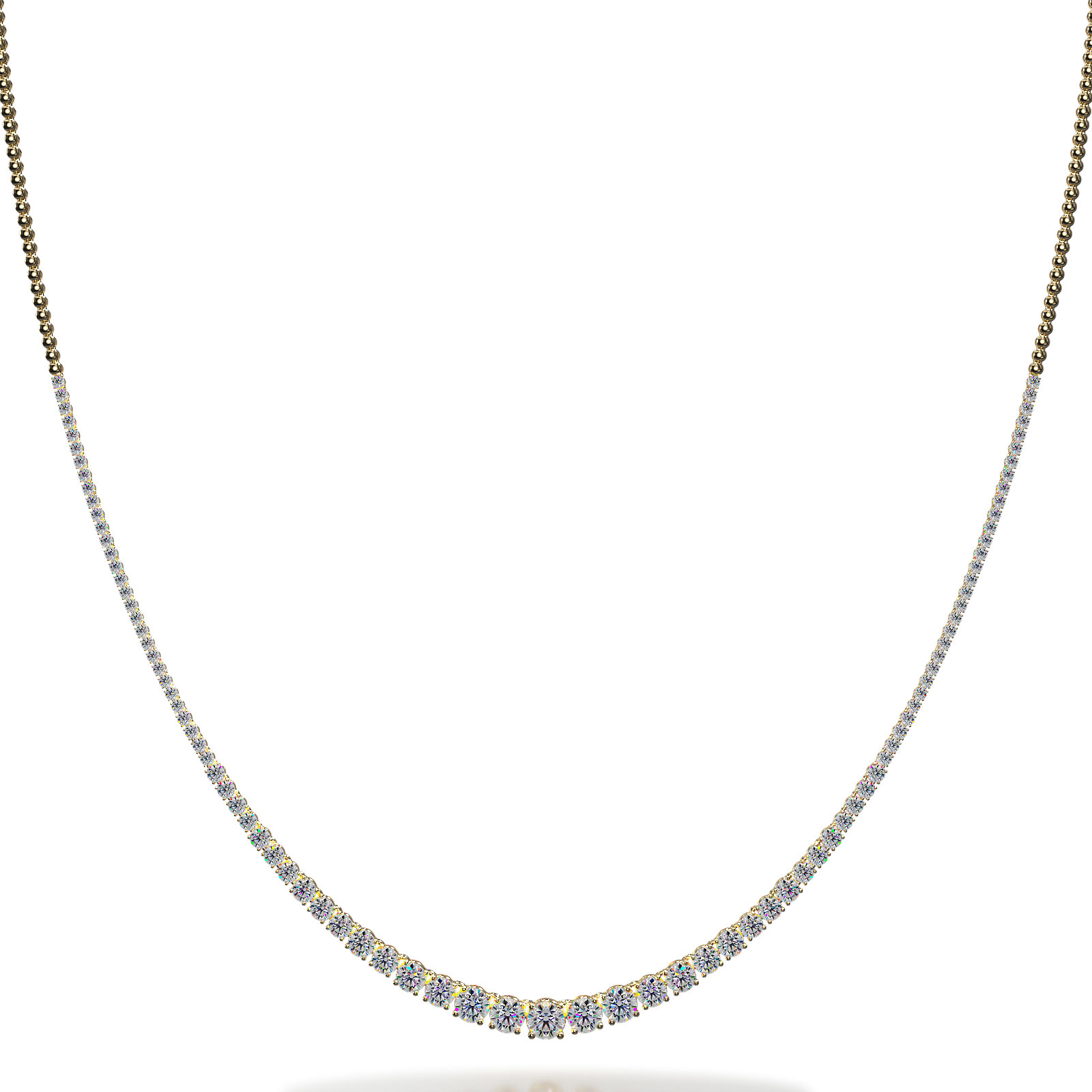 Timeless Four Prong Diamond Necklace with Shiny Links