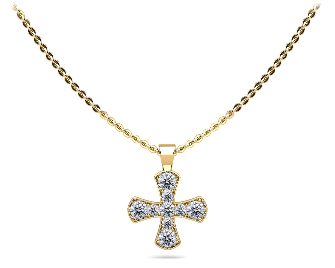 Diamond Cross Pendant with Graduated Stones