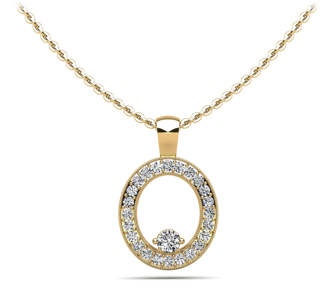 Oval Pendant with Surrounding Diamonds and Centerstone