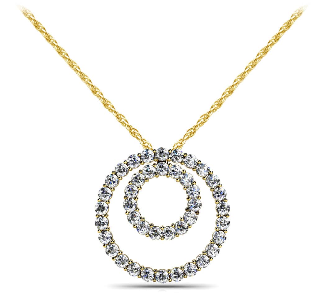 Double Diamond Circle Pendant Available In 14K 18K Yellow White Or Platinum