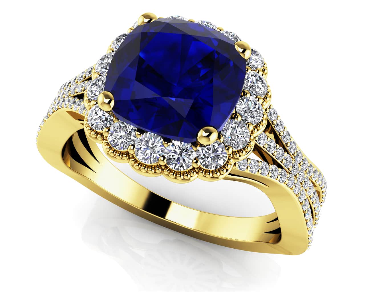 Vintage Cushion Cut Gemstone Anniversary Ring Available In Platinum Or Gold