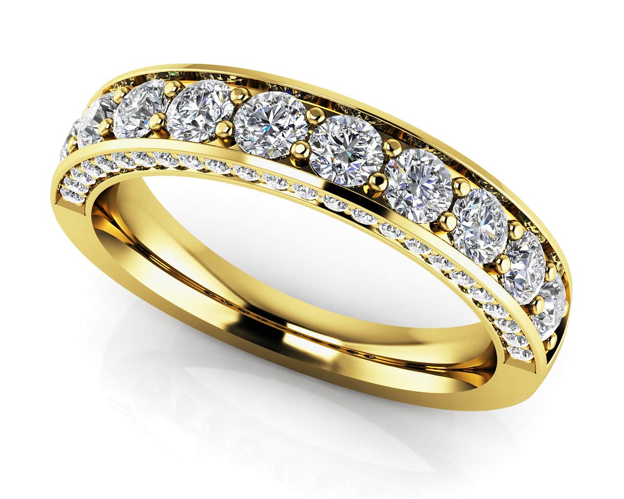 Glamorous Anniversary Ring With Side Stones In White Yellow Gold Or Platinum