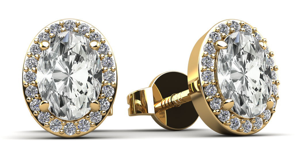 1.76 Carat Oval Sapphire Diamond Halo Stud Earrings – QUEEN MAY