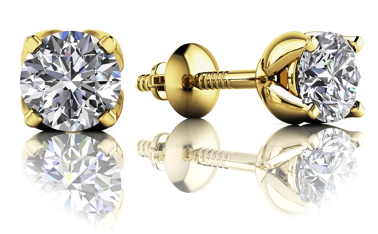 Tulip Diamond Stud Earrings in Gold or Platinum