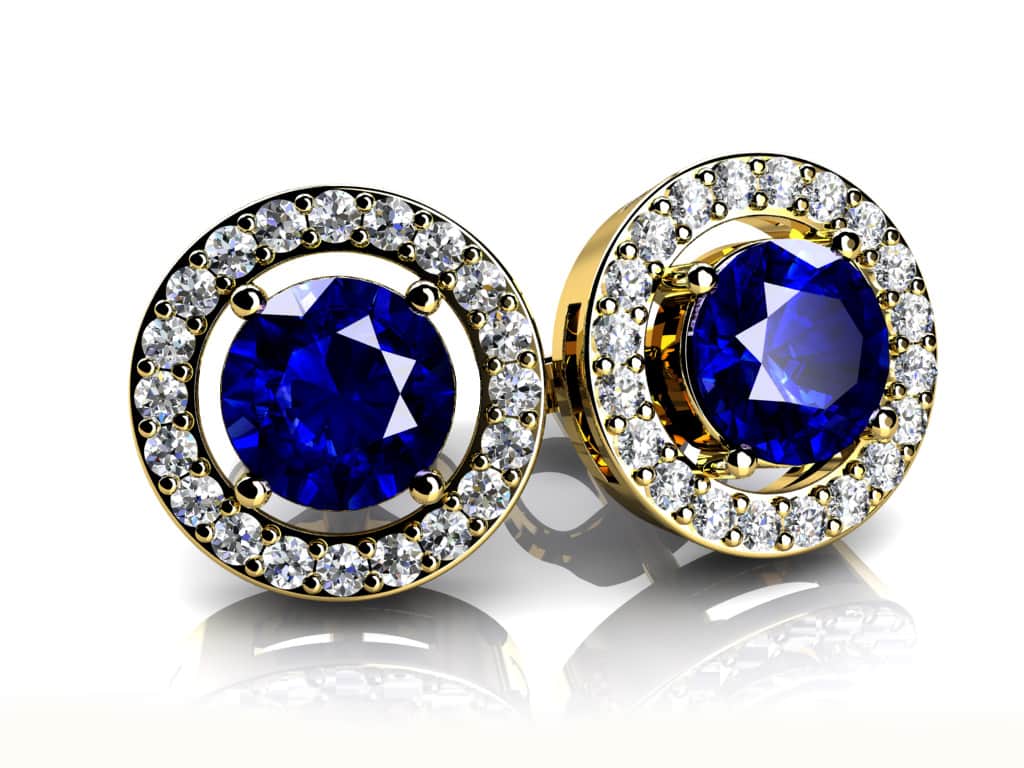Legendary Round Gemstone Stud Earrings In Platinum Or Gold