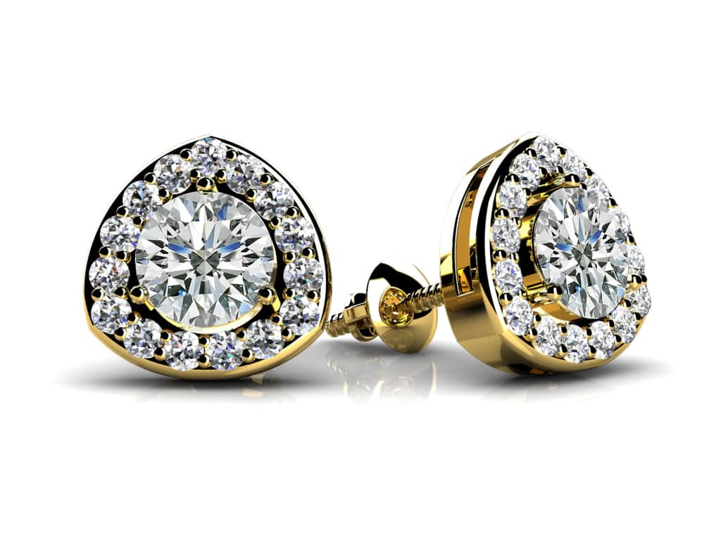 Rounded Triangular Diamond Studs In 14K 18K Or Platinum