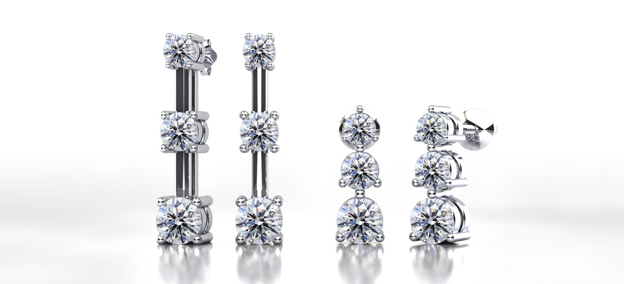 Diamond Trio Studs - Etsy