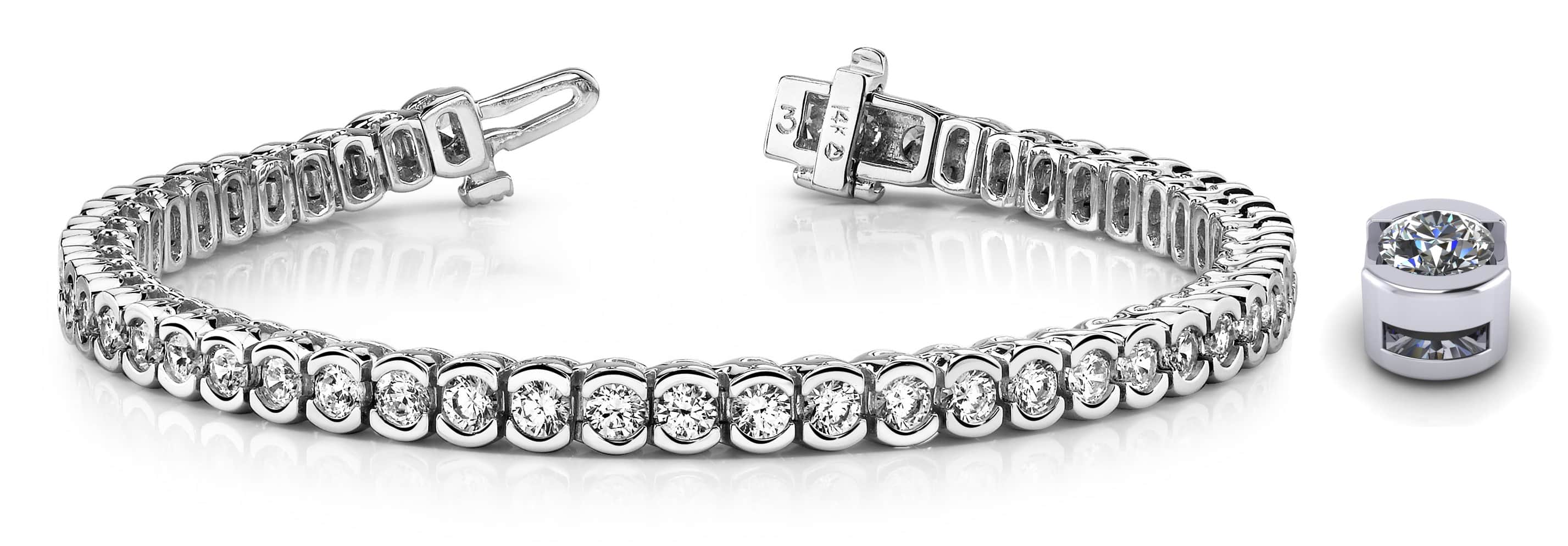 Pillow Bezel Set Diamond Tennis Bracelet In 14K 18K Or Platinum