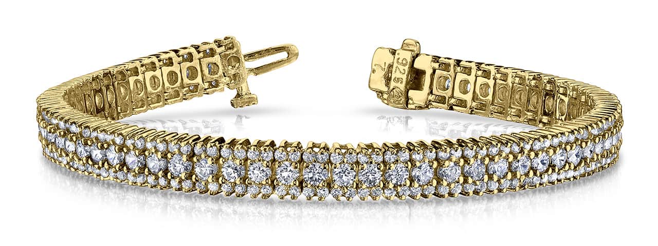 Bracelet - Multi Row Duo Round Diamond Bracelet 3.64 Ct. Yellow Gold -  BR116YG