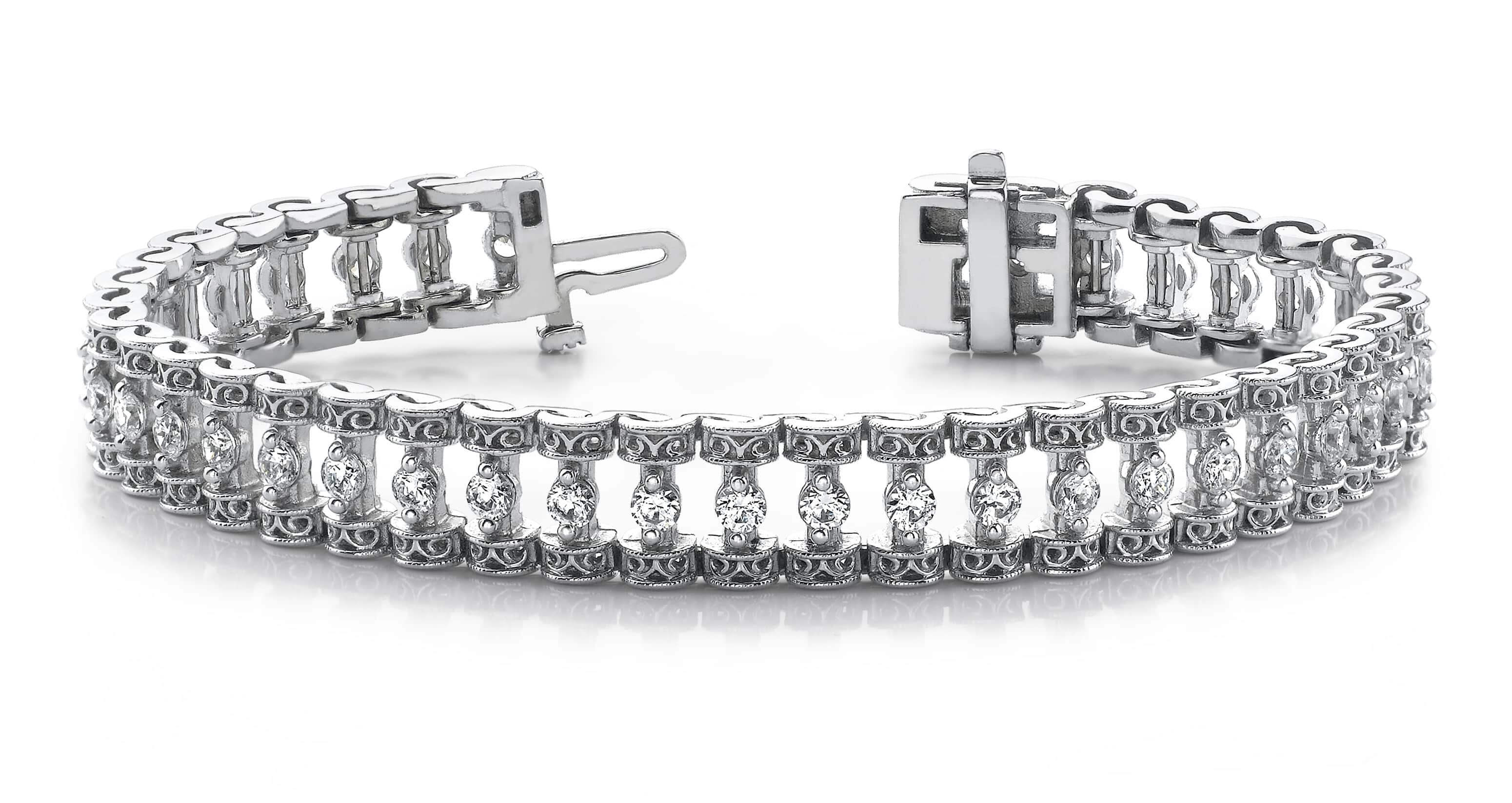 Filigree Diamond Candlestick Bracelet Available In Gold Or Platinum