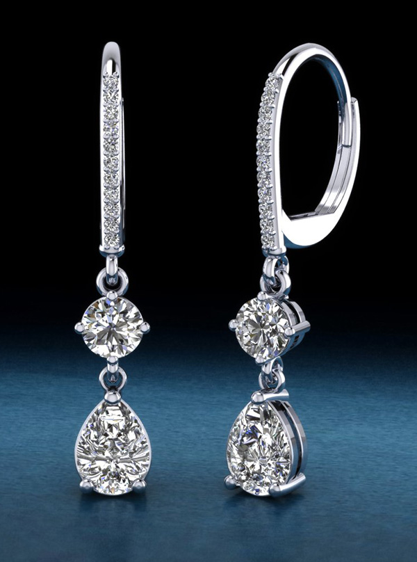 Romantic Pear Shaped Diamond Drop Earrings