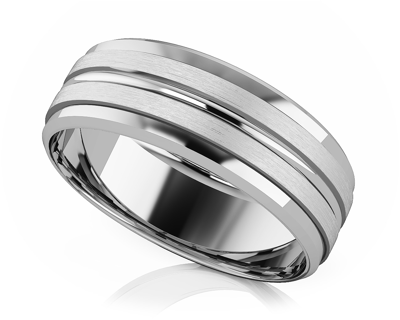 Beveled Center Romance Designer Wedding Band 8mm Wide