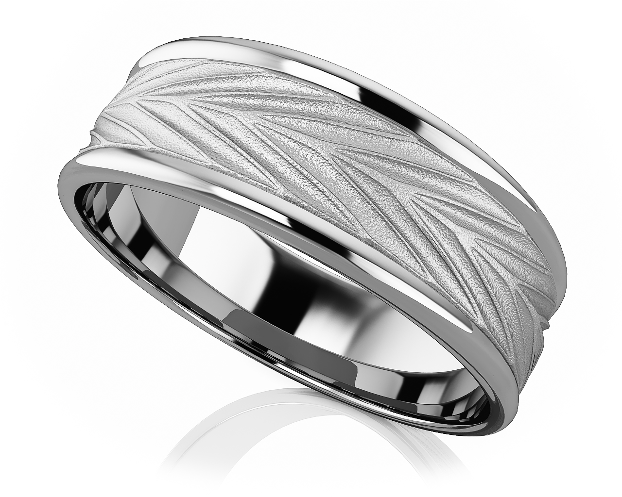 Leaf Romance Designer Wedding Band 7mm Wide
