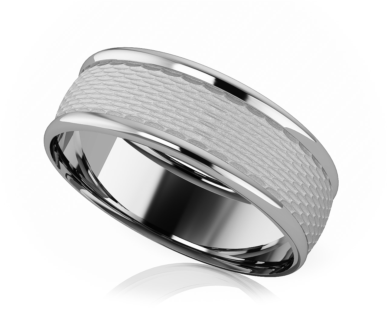 Mesh Center Romance Designer Wedding Band 7.5mm Wide