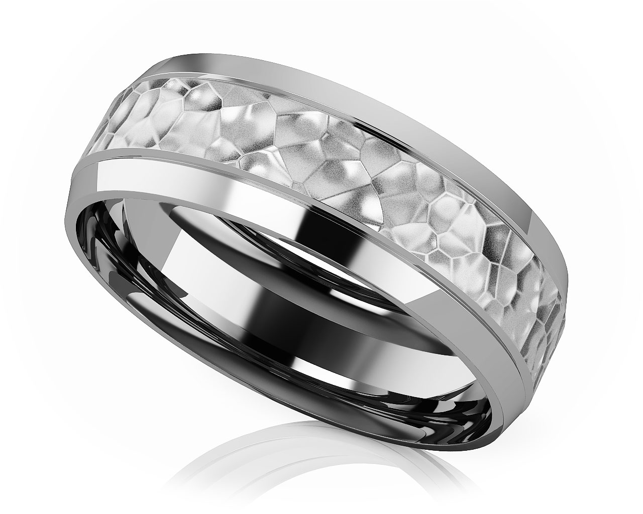 Hammered Romance Designer Wedding Band 6.5mm Wide