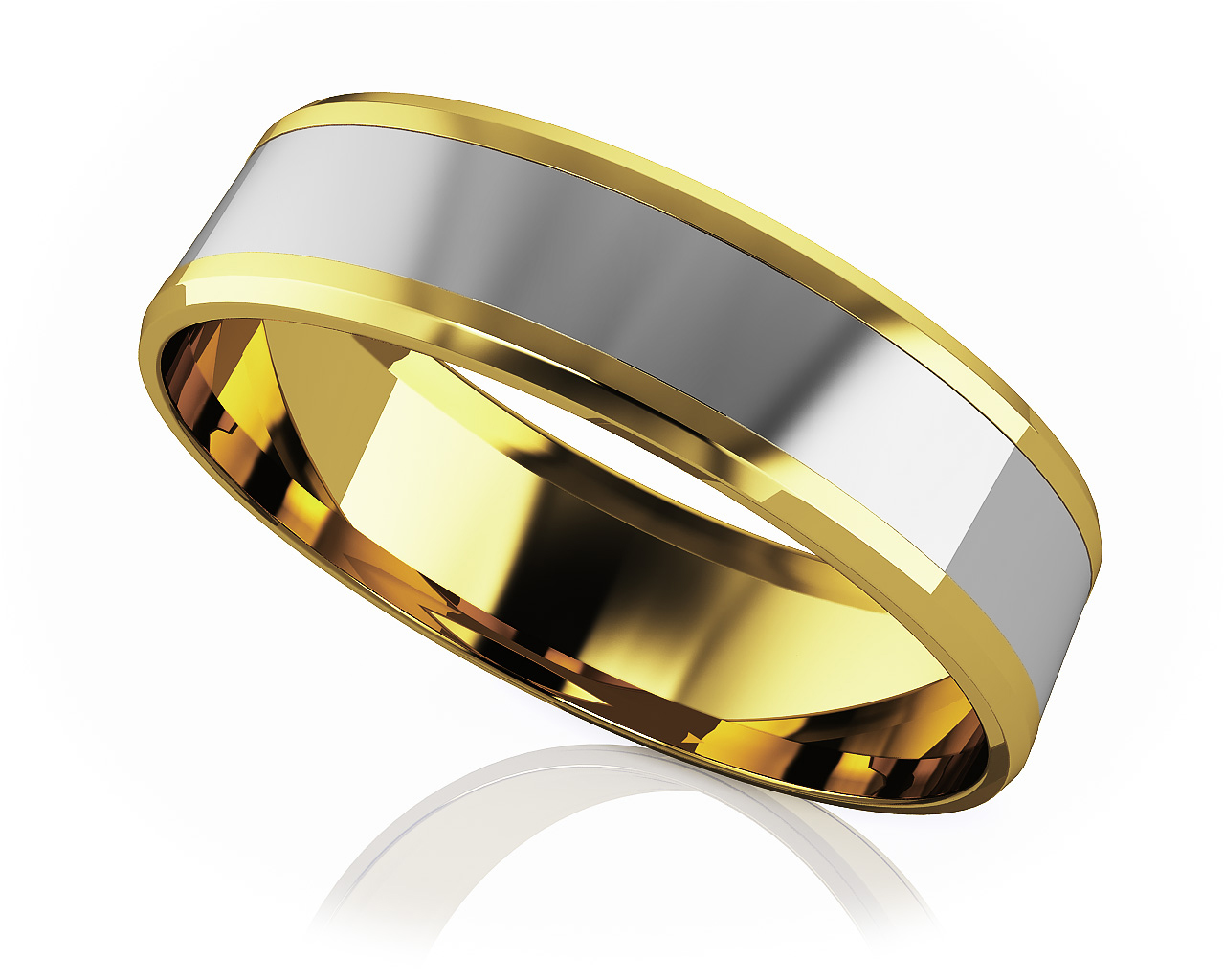 Drop Bevel Romance Modern Wedding Band 6mm Wide