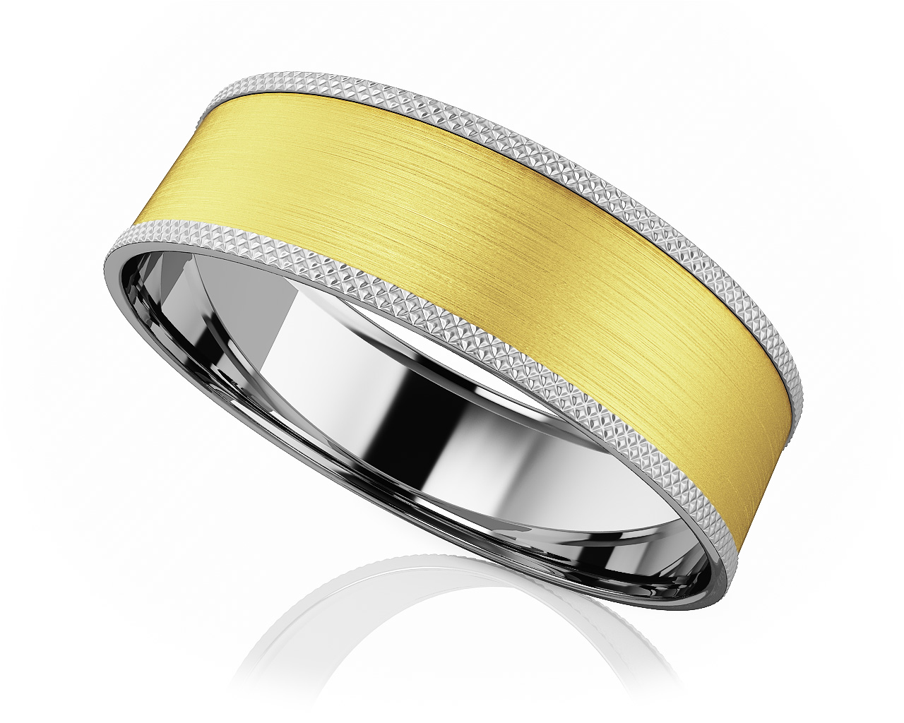 Knurled Edge Romance Modern Wedding Band 8mm Wide