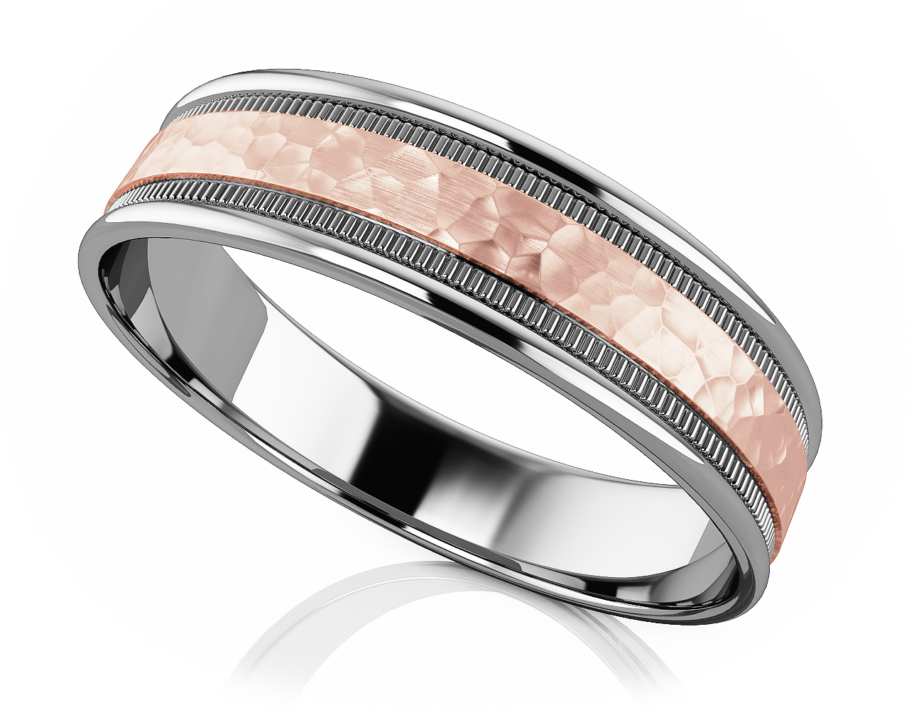 Hammer Finish Romance Designer Wedding Band 6mm Wide