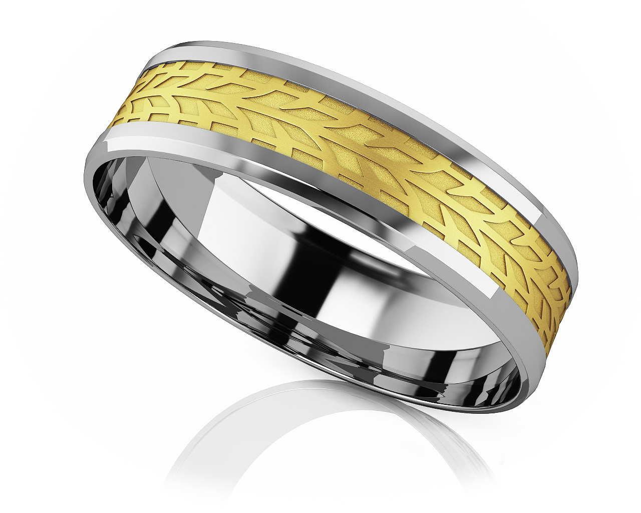 Bevel Treaded Romance Modern Wedding Band 8mm Wide