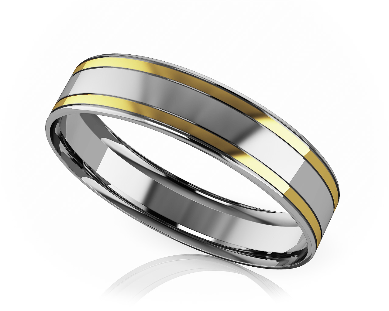 Grooved Romance Modern Wedding Band 7mm Wide