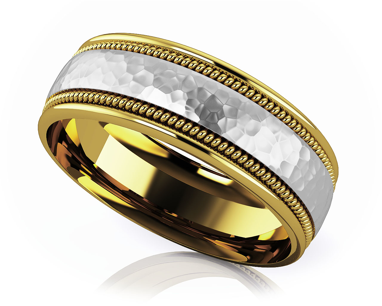 Hammered Hand Woven Romance Designer Wedding Band 8mm Wide